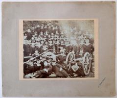 1905 Az SMS Schwarzenberg legénysége Sibenikben nagyméretű tabló, hátoldalt feliratozva /  1905 Staff of the SMS Schwarzenberg large photo 39x34 cm