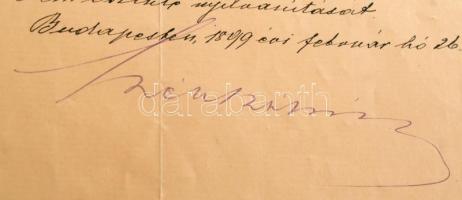 1899 Széll Kálmán (1843-1915) miniszterelnök saját kézzel aláírt levele Hegedűs Sándor (1847-1906) n...