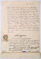 Széher Mihály (1817-1889): ügyvéd, királyi tanácsos. pesti képviselő 1877-es címeres levelének 1890. évi hivatalos másolata, valamint az évben kelt, a törvényes örökösöket megállapító hivatalos bizonyítvány.