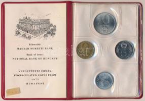 1971. 2f-10Ft 9db klf, "Magyar Népköztársaság" érmés forgalmi sor bordó műbőrtokban T:1 eg...