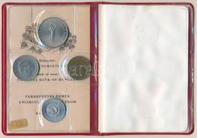 1971. 2f-10Ft 9db klf, "Magyar Népköztársaság" érmés forgalmi sor bordó műbőrtokban T:1 eg...