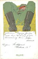 Ruhe, Feldpostkarte zur Unterstuetzung der Hinterbliebenen des R.I.R. 120. / WWI German military humour (small tear)
