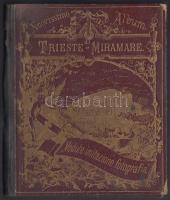 cca 1880-1900 Nuovissimo album, Trieste di Miramare, trieszti album, kissé viseltes gerinccel, 14x12cm