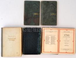 11 db. vegyes, főleg szépirodalmi témájú könyvekkel, (Hugo Victor: 1793 I-III., Thackeray: Pendennis...
