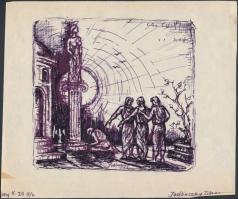 9 db különféle kisgrafika, részben alkalmi, vegyes technika, papír, nagyrészt jelzettek, különböző m...