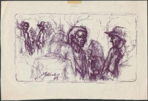 10 db különféle kisgrafika, részben alkalmi, vegyes technika, papír, nagyrészt jelzettek, különböző ...