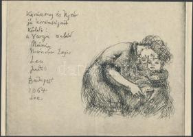 10 db különféle kisgrafika, részben alkalmi, vegyes technika, papír, nagyrészt jelzettek, különböző ...