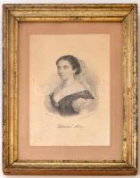 1858 Jókainé Széppataki Róza acélmetszetes portréja. Készítette Barabás Miklós. üvegezett keretben 20x27 cm