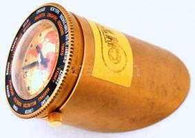 Modern, mechanikus asztali világóra naptáras, bronz testtel  Svájci gyártmány  / Mechanic table worl...