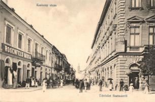 Szatmárnémeti, Satu Mare; Kazinczy utca, Rosenfeld Miksa, Scheiber üzletei, kiadja Lövy M. / street, shops (r)