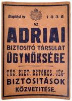 cca 1920 Adriai Biztosító Társaság karton cégtábla 25x35 cm