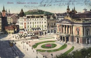 Brno, Brünn, Theaterplatz, Spielberg / theatre square, trams (Rb)