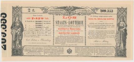 Ausztria / Bécs 1878. "Sorsjegy állam-sorsjátékra a közös hadsereg mozgósított tartalékosai s a...
