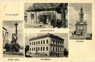 Németszőgyén, Nemecky Seldín; Juhász üzletház, Hősök szobra, templom, községháza / shop, statue, town hall, church (EK)