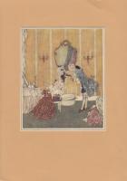 1910 Edmund Dulac: 2 db Hamupipőke-illusztráció, nyomat, Hodders and Stoughton kiadása, London, jelzett, 16×13 cm