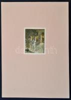 Fritzi Löw (1892-1975): Bál után, színes litográfia, papír, jelzett a litográfián, 7,5×6 cm