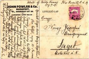 Morris Minor angol autó, Magyarországi képviselet John Fowler & Co. reklám képeslap / automobile...