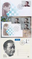 3 db MODERN sakk motívumlap, Paul Keres észt sakkozó / 3 modern chess motive cards, Paul Keres Estonian chess player