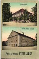 Péterfalva, Petersdorf, Petresti; Papírgyár. Papierfabrik, Herrenhaus, Holländersaal-Gebäude / paper factory buildings
