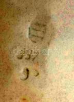 Jelzett virág mintás tál, kézzel festett, kopott, d:25 cm