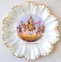 cca 1900 Tausek Ferencz Budapest 5+1 db. Milléniumi-emlék 1896 tányér, matricás, jelzett, kopásokkal...