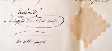 1883 Őfelsége a király nevében kiadott táblabírói vizsgadiploma Sárközy József számára szárazpecsétt...