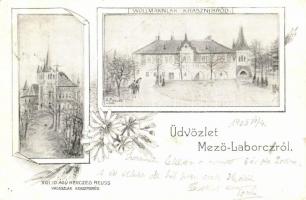 Krasznibród, Laborcrév (Mezőlaborc) Wollmann-lak, Reuss herceg vadászlakja / castles; floral (apró szakadás / minor tear)