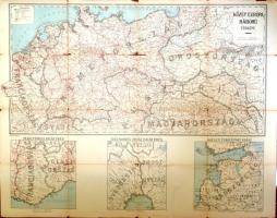 cca 1916 Közép Európa háború térképe / War map of Central-Europe 120x94 cm