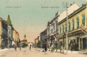 Keszthely, Kossuth Lajos utca, Berger Rezső kereskedése; kiajda Mérei Ignácz (ragasztónyom / gluemark)