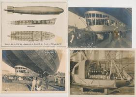 18 db régi Zeppelin léghajós képeslap és fotó vegyes állapotban; érdekes anyag / 18 pre-1945 Luftschiff - airship postcards and photo, interesting collection in mixed quality