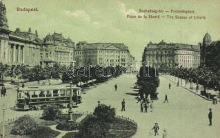 Budapest V. Szabadság tér, villamos (vágott / cut)