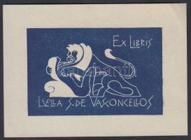 Sassy Attila (Aiglon) (1880-1967): Ex libris Leila S. de Vasconcellos, erotikus ex libris, fametszet, papír, jelzés nélkül, 4×6 cm