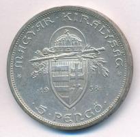 1938. 5P Ag "Szent István" T:2 kis patina 
Adamo P8.1