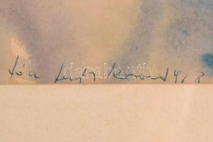 Páll Lajos (1938-2012): Téli táj. Akvarell, papír, jelzett, üvegezett keretben, 46×31 cm