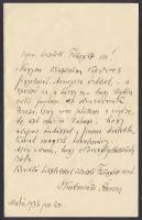 1933 Kecskeméti Ármin Makói rabbi saját kézzel írt levele