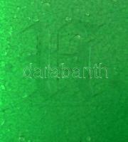 Biedermeier zöld kalcedon talpas pohár, gravírozott H. monogrammal, kopott festett aranyozással, m: ...