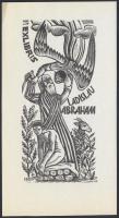 Oriol Maria Divi (1924-2013): Ex libris Abraham. Fametszet, papír, jelzett a dúcon, 11×5 cm