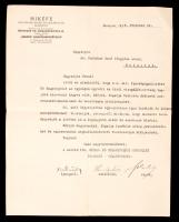 1943 A Magyar Izraeliták Kézmű- és Földművelési Egyesülete igazgatóságának gratuláló levele Munkácsi Ernő (1896-1950) ügyvéd, jogi író. A Pesti Izraelita Hitközség, majd a Zsidó Tanács főtitkárának.