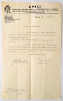 1931 Az OMIKE Igazgatóságának levele Munkácsi Ernő (1896-1950) ügyvéd, jogi író. A Pesti Izraelita Hitközség, majd a Zsidó Tanács főtitkárának.