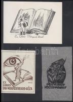 7 db ex libris különböző művészektől (Fery, Bárdos, stb.), fametszet/klisé, papír, egy részük jelzet...