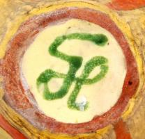 Gorka Lívia (1925-2011): Kaspó , festett mázas kerámia, jelzett, hibátlan, m:8 cm., d: 12 cm