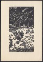 Antonín Doležal (1900-1968): Ex libris Doležal. Fametszet, papír, jelzett, 11×6 cm