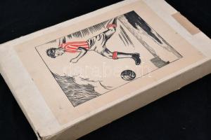 Retro rúgós focis játék, jó állapotban eredeti dobozában, fém golyókkal, 30×50 cm