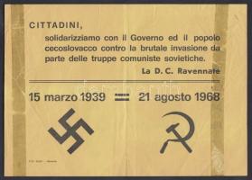 1968 A csehek iránti szolidaritásra felszólító olasz nyelvű szórólap a szovjet csapatok bevonulása miatt / 1968  The Prague Spring, Italian flyer