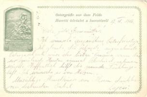 'Isonzo-Armee 1915' feliratú plakett képe, 3 db K.u.K tábori képeslap / 3  Austrian-Hungar...