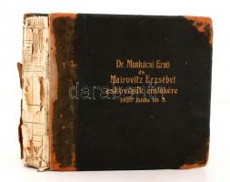 1925 Munkácsi Ernő és Mairovitz Erzsébet esküvőjére küldött táviratok gyűjteménye, a közélének, tudományos életének neves képviselőitől. Kb 150 db. Feliratozott, sérült gerincű félbőr kötésben.