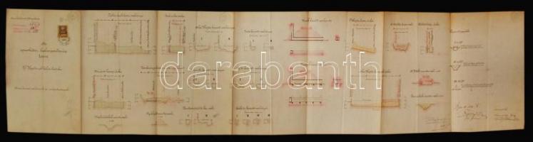 1904 Az egreskátai halasgazdaság terve. gr. Keglevich Gábor birtoka. Kézzel rajzolt. 34x140 cm