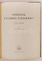 1956-57 Nordisk Exlibris Tidsskrift. Kobenhavn, sok eredeti beragasztott ex libris illusztrációval, 2 évfolyam egybekötve, 27x20cm / Ex-libris literature with a lot of original engraving