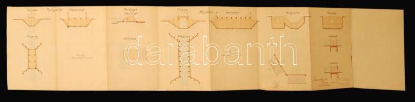1887 A szecsői (Tápiószecső) vízrendezés alaprajza.  Kézzel rajzolt és aláírt. 34x160 cm