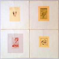 Marino Cavallini (?-?): Ex libris gyűjtemény 12 db. Klisé, papír, néhány aláírt, 6×4-10×7 cm